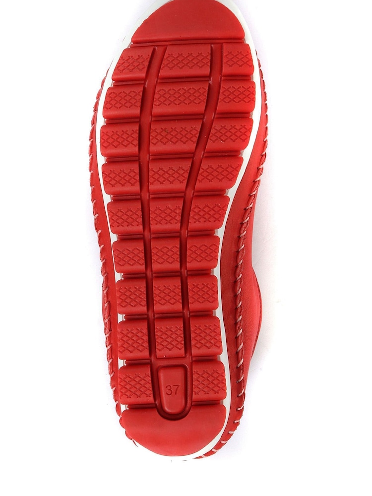 Pavers Red Ladies Leather Lace-Up Trainers - Image 5 of 5 Pavers Red Ladies Leather Lace-Up Trainers - Image 5 of 5