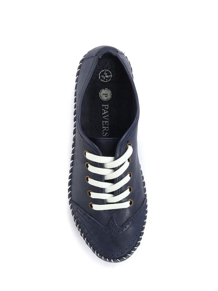 Buy Pavers Navy Ladies Leather Lace-Up Trainers from Next New Zealand