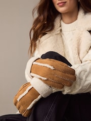 Chestnut Brown Leather Sheepskin Gloves - Image 2 of 3