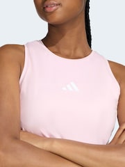 adidas Pink Essentials 3-Stripes Padded Tank - Image 3 of 6