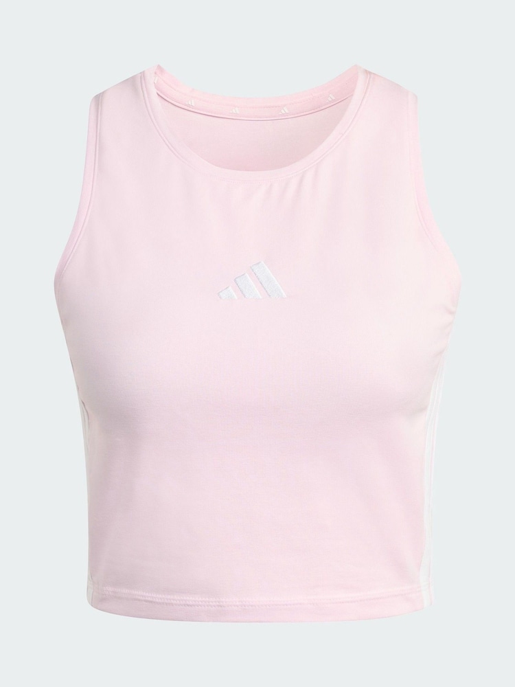 adidas Pink Essentials 3-Stripes Padded Tank - Image 6 of 6