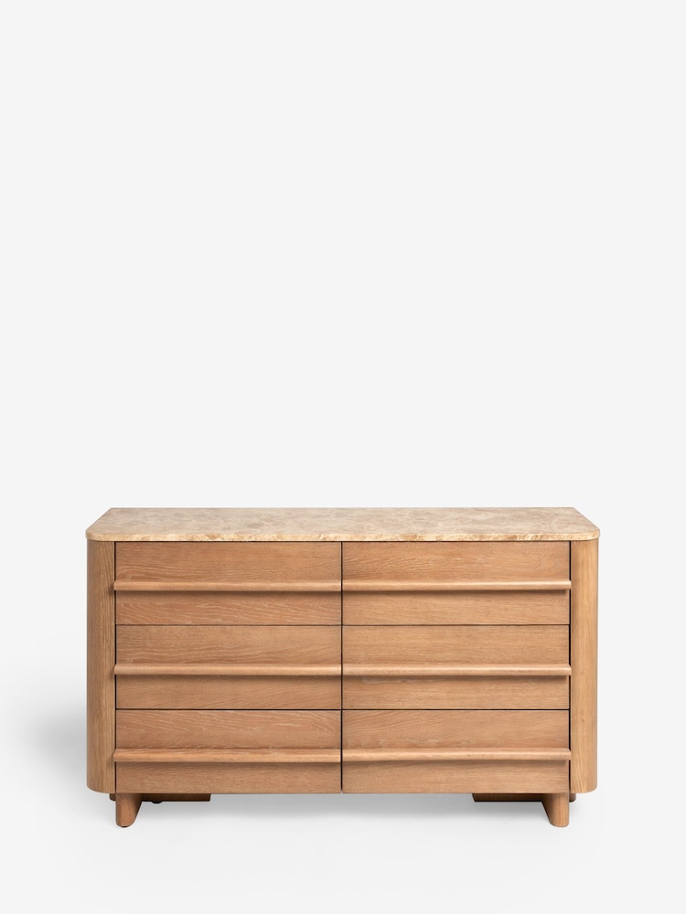 Mid Natural Aviano N. Premium Oak Veneer 6 Drawer Chest of Drawers - Image 9 of 9