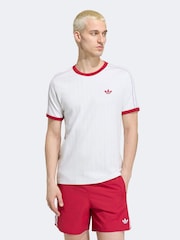 adidas Originals White Drop Needle 3-Stripes T-Shirt - Image 1 of 5