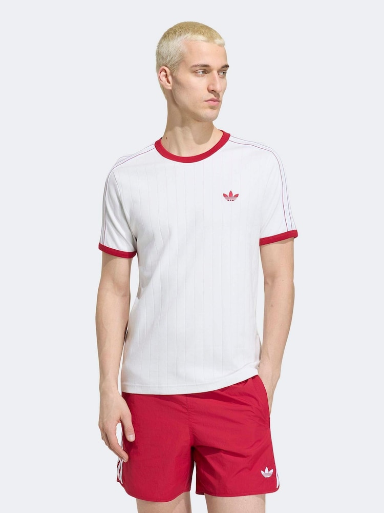 adidas Originals White Drop Needle 3-Stripes T-Shirt - Image 1 of 5