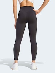 adidas Black Optime Workout 3-Stripes 7/8 Leggings - Image 2 of 6