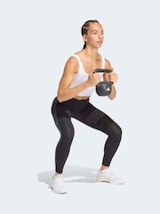 adidas Black Optime Workout 3-Stripes 7/8 Leggings - Image 3 of 6