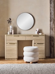 Mid Natural Arlo Effect Pedestal Dressing Table - Image 2 of 9