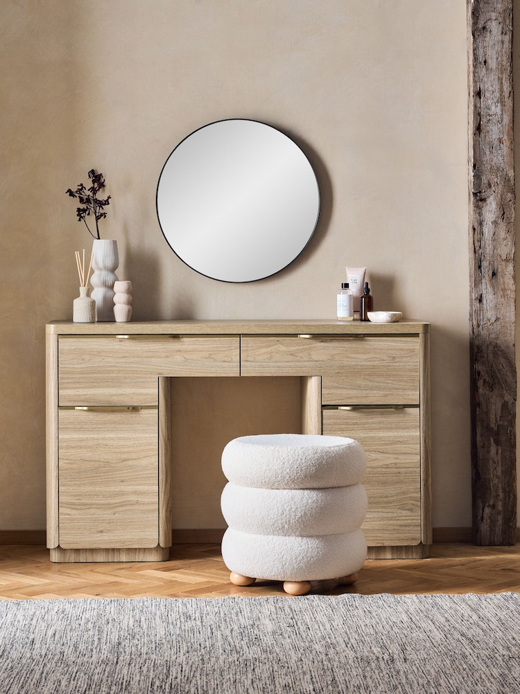 Mid Natural Arlo Effect Pedestal Dressing Table - Image 2 of 9