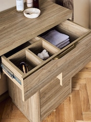 Mid Natural Arlo Effect Pedestal Dressing Table - Image 4 of 9