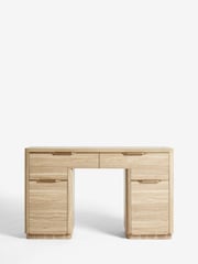 Mid Natural Arlo Effect Pedestal Dressing Table - Image 5 of 9