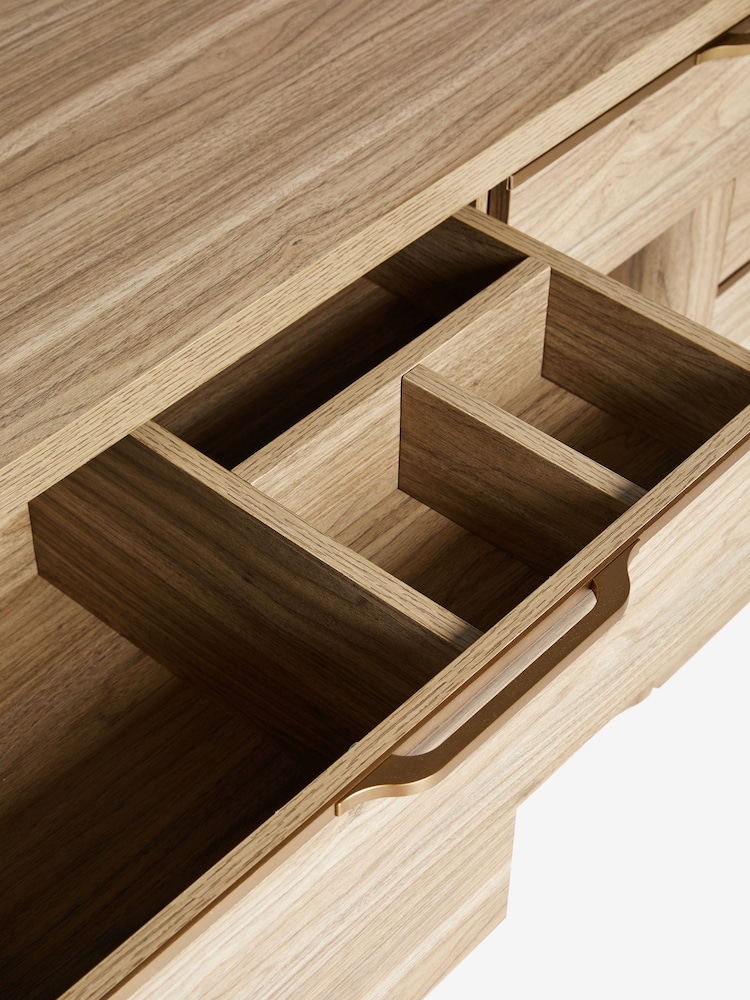 Mid Natural Arlo Effect Pedestal Dressing Table - Image 9 of 9