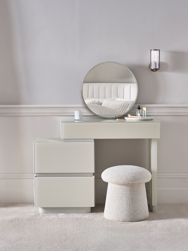 Light Grey Mayfair Glass Side Side Pedestal Pedestal Console Dressing Table - Image 1 of 8