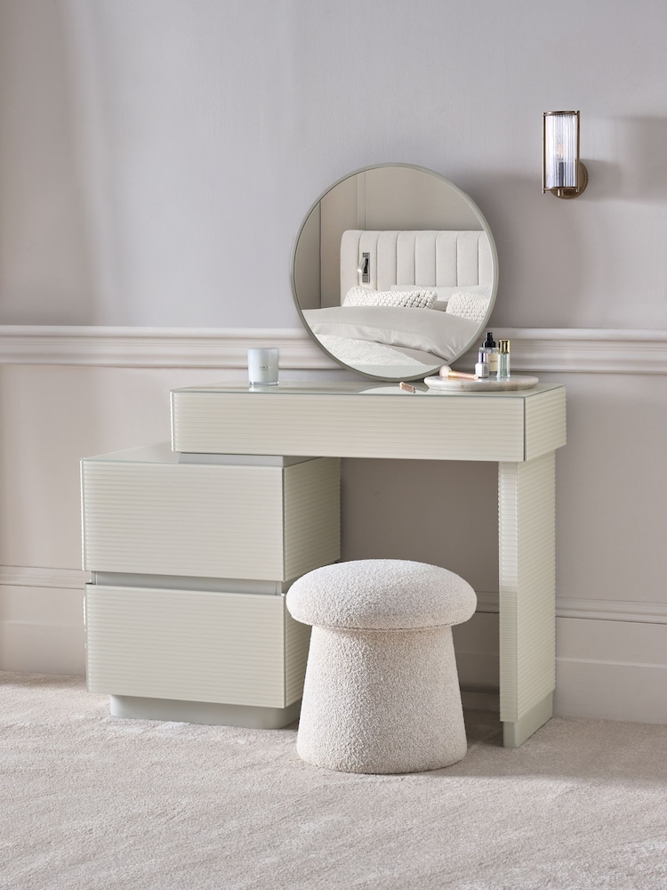 Light Grey Mayfair Glass Side Side Pedestal Pedestal Console Dressing Table - Image 2 of 8