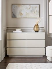 Light Grey Sloane Ribbed Glass 6 Drawer Chest of Drawers - Image 1 of 8