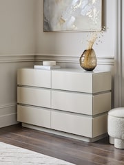Light Grey Sloane Ribbed Glass 6 Drawer Chest of Drawers - Image 2 of 8