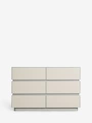 Light Grey Sloane Ribbed Glass 6 Drawer Chest of Drawers - Image 4 of 8