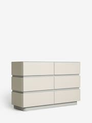 Light Grey Sloane Ribbed Glass 6 Drawer Chest of Drawers - Image 6 of 8
