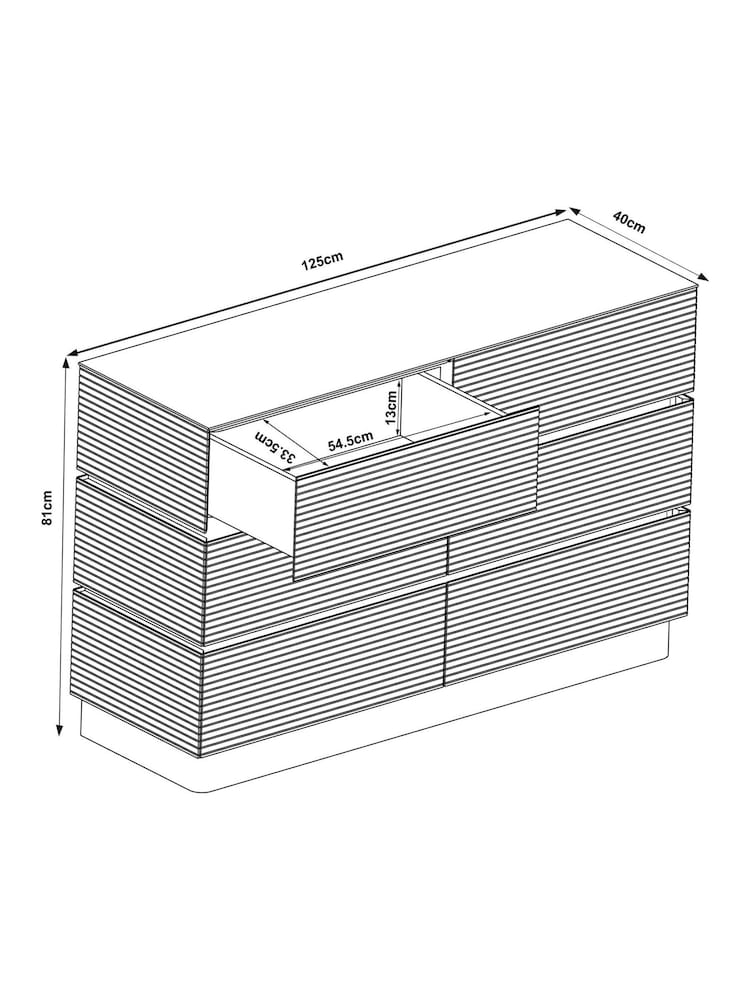 Light Grey Sloane Ribbed Glass 6 Drawer Chest of Drawers - Image 9 of 9
