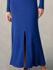 Ro&Zo Blue Rib Knit Sweetheart Neckline Midi Dress - Image 4 of 6