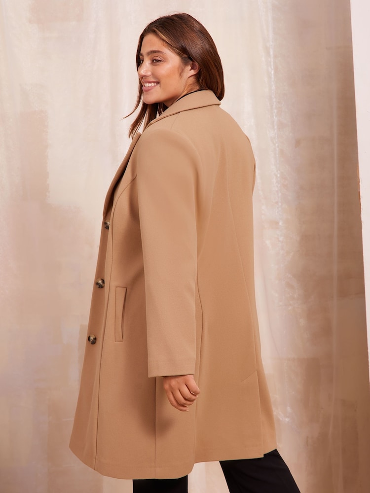 Friends Like These Camel Curve Longline Tailored Smart Coat - Image 4 of 4