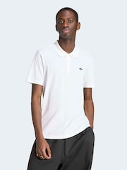 adidas Originals White Trefoil Essentials Polo Shirt - Image 1 of 6
