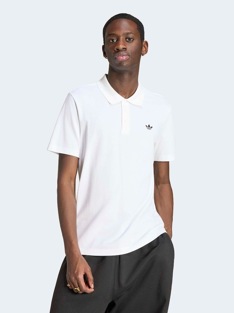 adidas Originals White Trefoil Essentials Polo Shirt - Image 1 of 6 adidas Originals White Trefoil Essentials Polo Shirt - Image 1 of 6