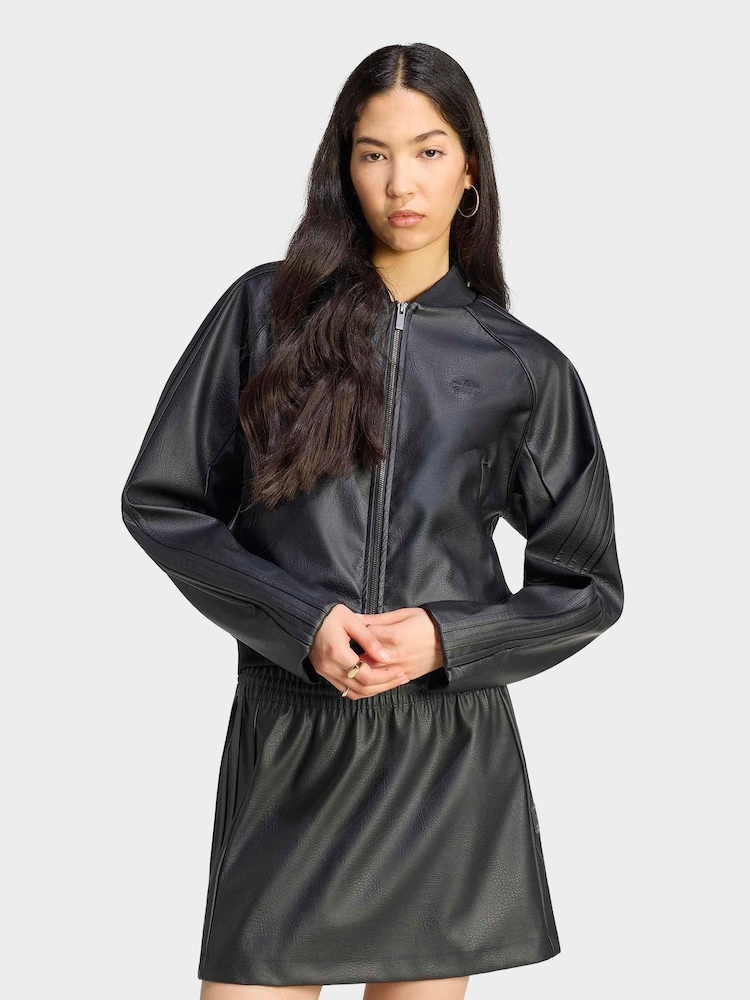 adidas Originals Black Pleather SST Tracktop - Image 1 of 6 adidas Originals Black Pleather SST Tracktop - Image 1 of 6