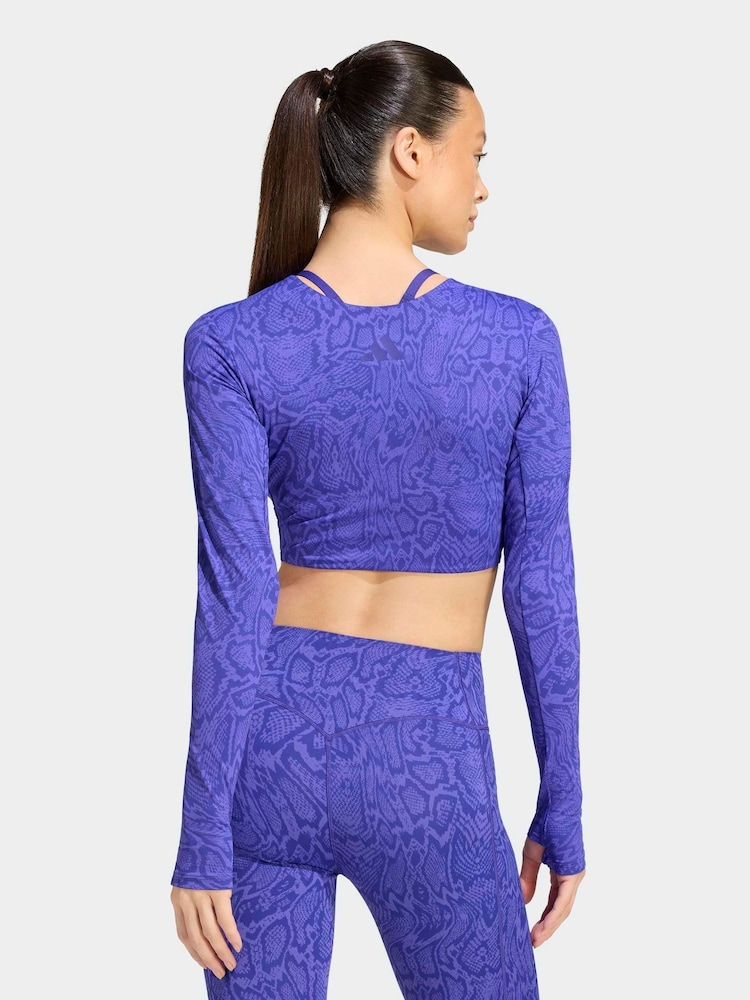 adidas Purple Primelift Workout Snake Twist Reversible Long Sleeve T-Shirt - Image 2 of 7 adidas Purple Primelift Workout Snake Twist Reversible Long Sleeve T-Shirt - Image 2 of 7