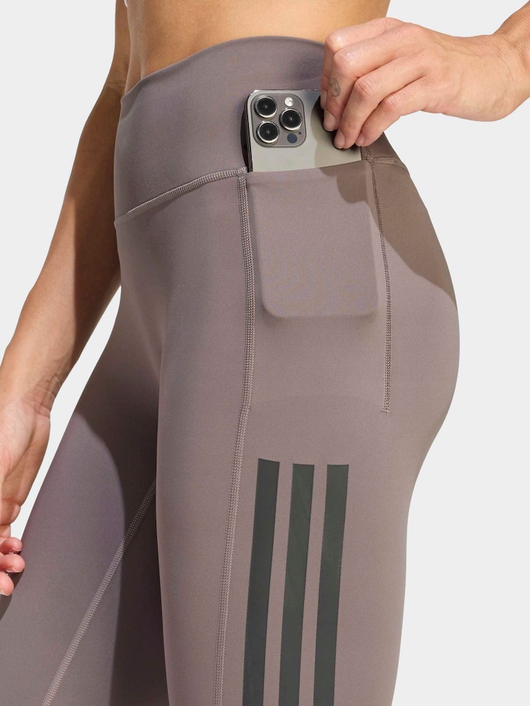 adidas Brown Optime Workout 3-Stripes 7/8 Leggings - Image 6 of 6 adidas Brown Optime Workout 3-Stripes 7/8 Leggings - Image 6 of 6