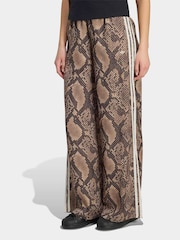 adidas Originals Cream Satin Snake Print Wide Leg Track Joggers - Image 1 of 6