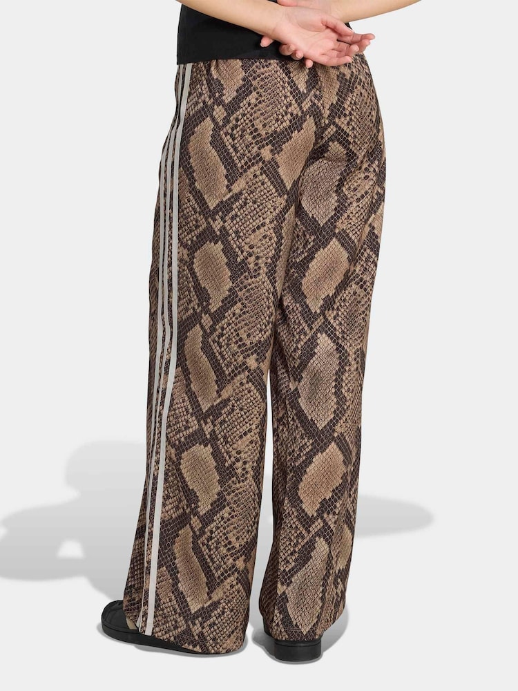 adidas Originals Cream Satin Snake Print Wide Leg Track Joggers - Image 2 of 6 adidas Originals Cream Satin Snake Print Wide Leg Track Joggers - Image 2 of 6