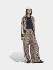 adidas Originals Cream Satin Snake Print Wide Leg Track Joggers - Image 3 of 6