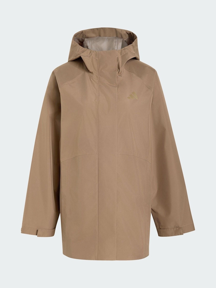 adidas Brown Essentials Rain Parka Jacket - Image 5 of 5 adidas Brown Essentials Rain Parka Jacket - Image 5 of 5