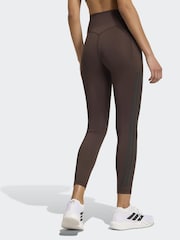 adidas Brown Optime Workout 3-Stripes 7/8 Leggings - Image 2 of 7
