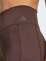adidas Brown Optime Workout 3-Stripes 7/8 Leggings - Image 5 of 7