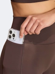 adidas Brown Optime Workout 3-Stripes 7/8 Leggings - Image 6 of 7