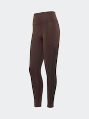 adidas Brown Optime Workout 3-Stripes 7/8 Leggings - Image 7 of 7
