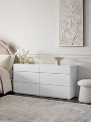 White Sloane Glass 6 Drawer Wide Collection Luxe Chest of Drawers - Image 1 of 8