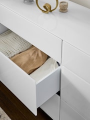 White Sloane Glass 6 Drawer Wide Collection Luxe Chest of Drawers - Image 3 of 8