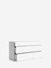White Sloane Glass 6 Drawer Wide Collection Luxe Chest of Drawers - Image 6 of 8