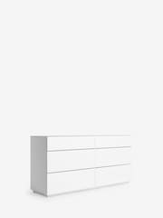 White Sloane Glass 6 Drawer Wide Collection Luxe Chest of Drawers - Image 7 of 8