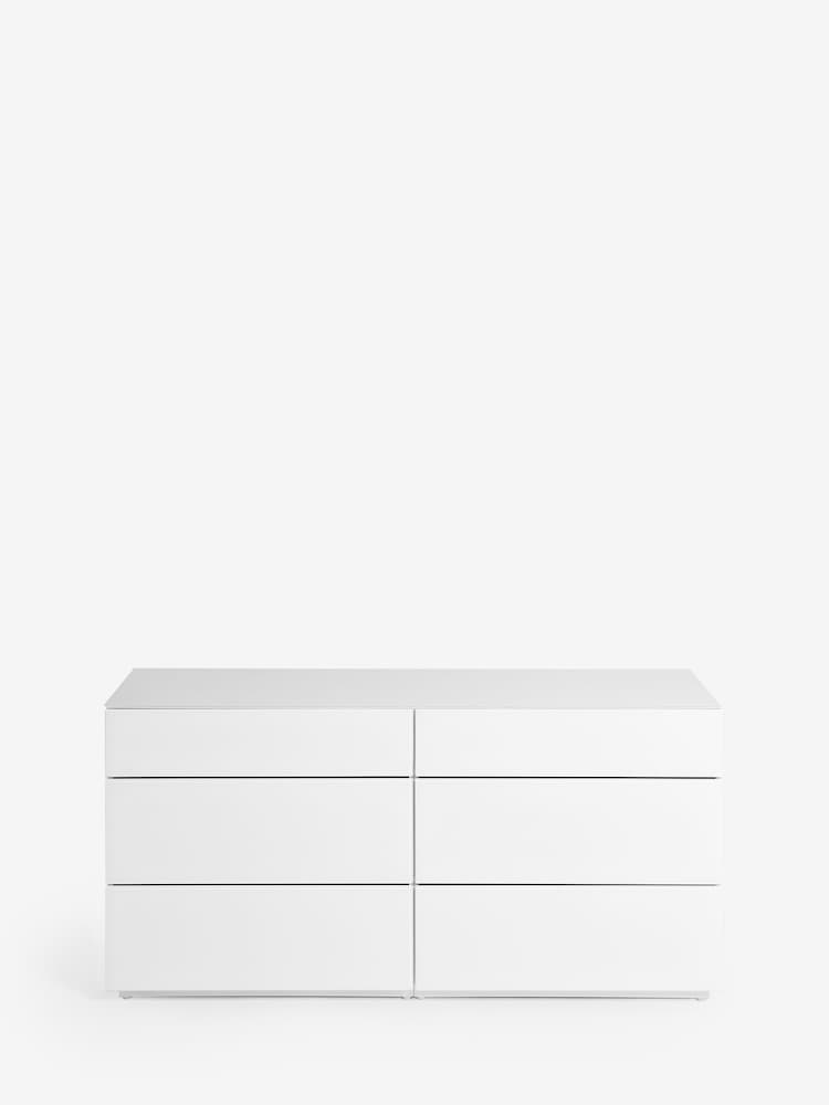 White Sloane Glass 6 Drawer Wide Collection Luxe Chest of Drawers - Image 8 of 8