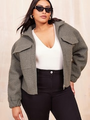 Friends Like These Grey Curve Textured Zip Up Jacket - Image 1 of 4