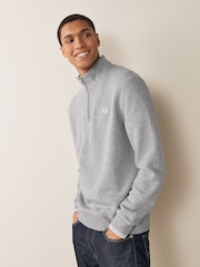 Серый - Fred Perry Quarter Zip Sweatshirt - Image 1 of 9
