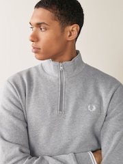Серый - Fred Perry Quarter Zip Sweatshirt - Image 4 of 9