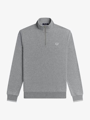 Серый - Fred Perry Quarter Zip Sweatshirt - Image 5 of 9