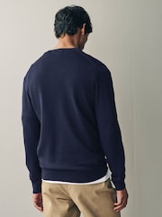 Темно-синий - Классический джемпер с треугольным вырезом Fred Perry - Image 4 of 9