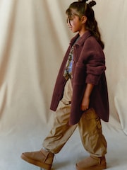 Chocolate Brown Teddy Borg Fleece Shacket (3-16yrs) - Image 3 of 8