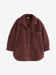 Chocolate Brown Teddy Borg Fleece Shacket (3-16yrs) - Image 5 of 8