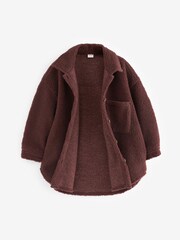 Chocolate Brown Teddy Borg Fleece Shacket (3-16yrs) - Image 6 of 8